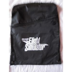 Microsoft Flight Simulator 2024 Trade Show Flight‎ Bag Drawstring Backpack Black